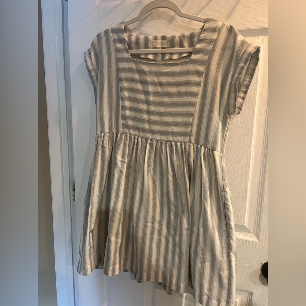 Altar'd State Sz. Small. Striped Babydoll Dress with Pockets. Cotton Blend